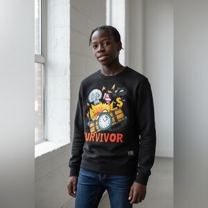 Black Pike Survivor Sweat Shirt-Raised Fuzzy Lettering NWOT - Size Small